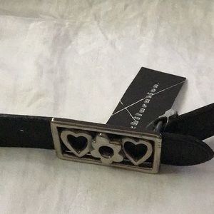 Xhilaration Black Leather women’s belt with silver heart buckle, size XL
